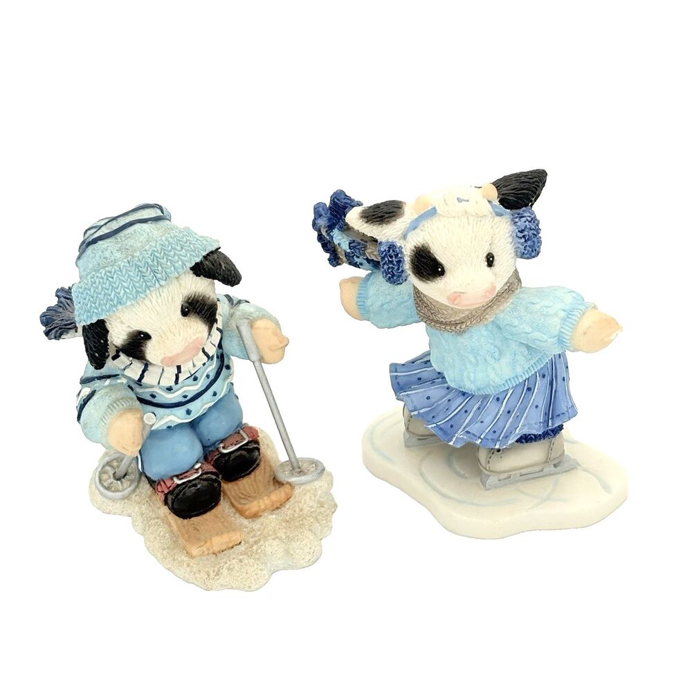 Mary’s Moo Moos- Born to Ski & Skating Into Moo’s Heart Set Retired 2000 Enesco